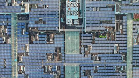 城市屋顶光伏太阳能视频素材模板下载