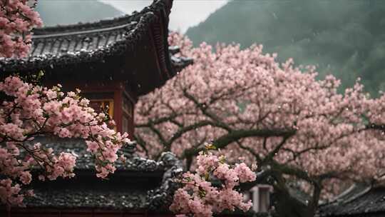 雨水惊蛰谷雨立春意境屋檐雨滴滴水