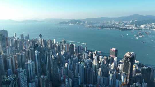 香港维多利亚港航拍香港城市建筑风光风景视频素材模板下载