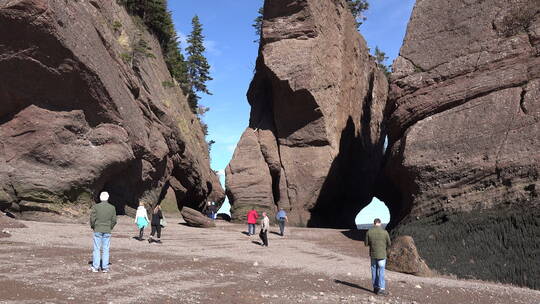 游客在霍普韦尔岩石参观