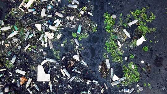 河里的垃圾塑料瓶环境污染视频素材模板下载
