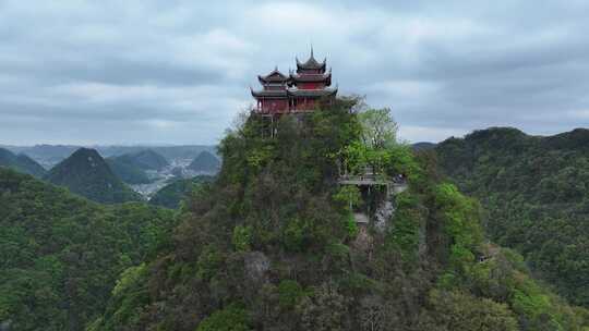 贵州安顺市云峰屯堡风云鹫峰云鹫寺航拍风光