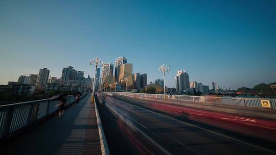 广西柳州城市风光车流延时