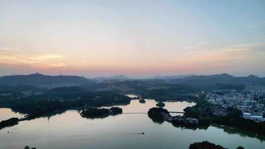 航拍惠州西湖景区惠州日落