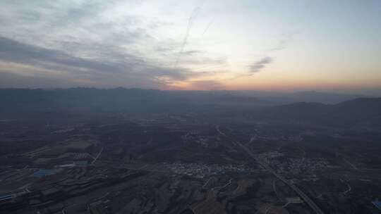 航拍 夕阳 日落 山川