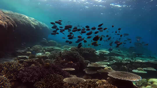 深海水底鱼群