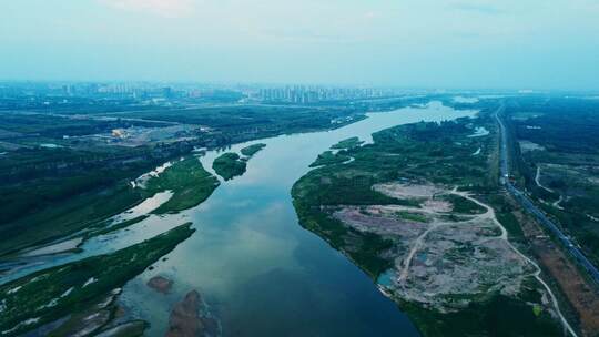 4K航拍渭河流域生态自然