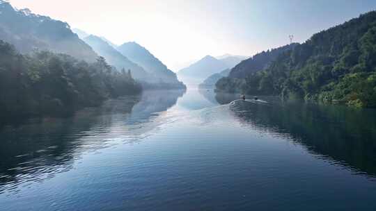 郴州东江湖小东江 日出山水航拍 绿水青山