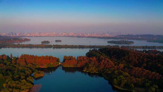 杭州冬季西湖夕阳