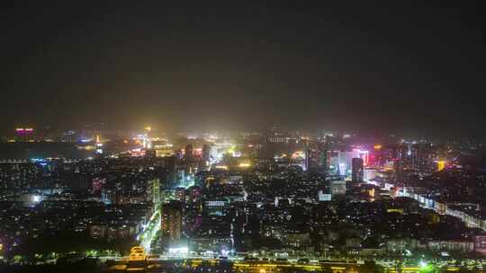 湖北鄂州大景夜景灯光航拍延时