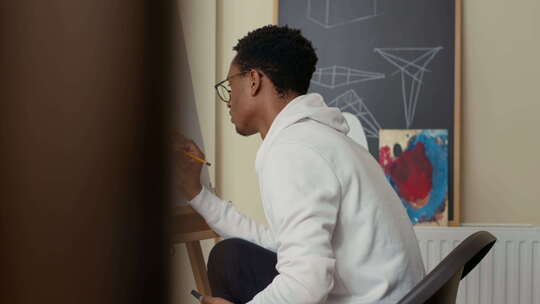 非裔美国学生使用智能手机拍摄绘画照片