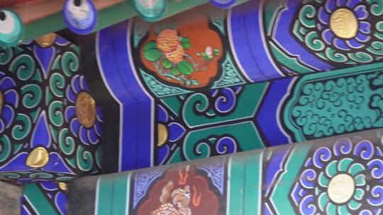 雕花彩绘长廊紫竹院公园古建筑