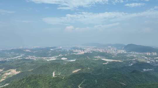 黄石市大景航拍城市远景山顶眺望远方城市