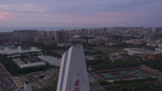 海南海口 世纪大桥日落晚霞夕阳彩虹4k航拍