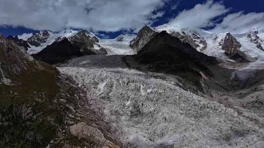 西藏那曲地区布加雪山冰川冰湖高空航拍