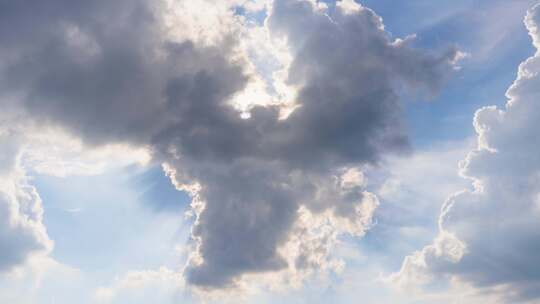 晴朗蓝天白云耶稣光线变化空镜转场延时