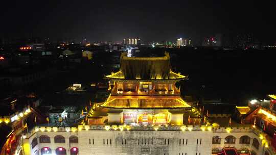 河南洛阳城市夜景交通航拍