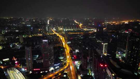 河南郑州夜景城市建设航拍