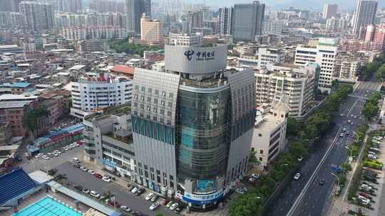 福建省龙岩市新罗区中元大酒店体育大厦航拍