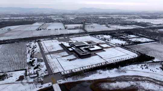 航拍洛阳二里头雪景