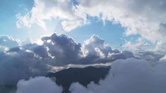 湖北襄阳古隆中云海山间航拍