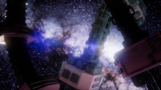 宇宙飞船与银河系视频素材模板下载