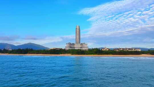 航拍三亚海棠湾保利瑰丽酒店熹棠费尔蒙酒店