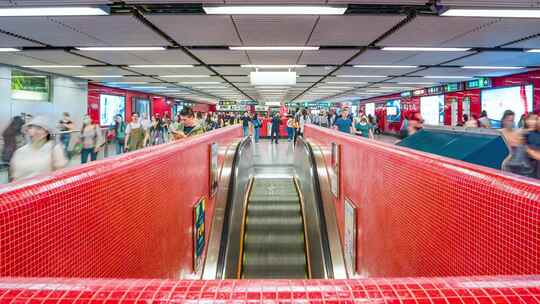 香港地铁人来人往_地铁人流日景固定延时