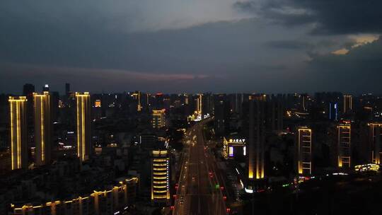 航拍江西赣州城市夜景灯光