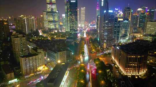 上海市浦东新区世纪大道陆家嘴车流延时夜景