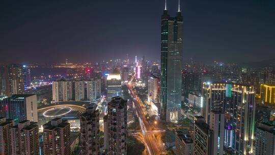 深圳_深南东路_地王大厦_万象城夜景延时4K