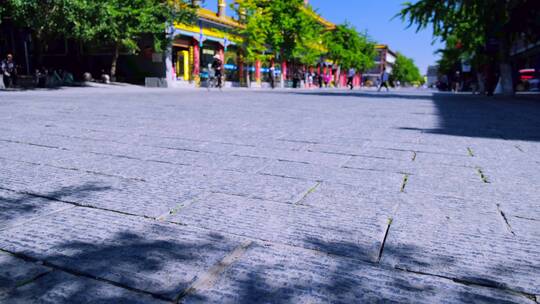 沈阳故宫景区街区石板路