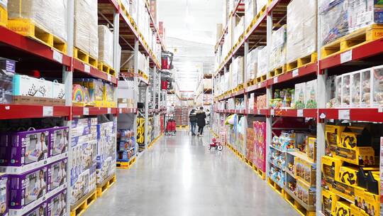 量贩超市货架货物食品视频素材模板下载