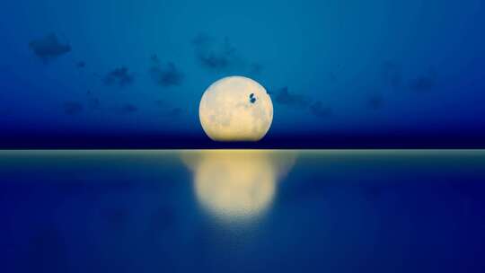 中秋佳节海面升起的月亮背景