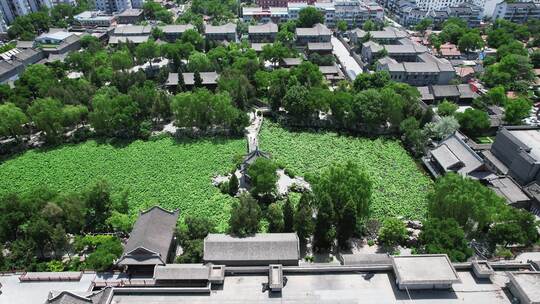 河北保定古莲池风景区航拍视频素材模板下载