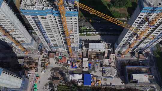 航拍高楼建筑工地
