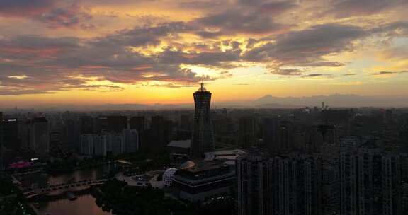 杭州拱墅区武林门商圈大运河夕阳风光