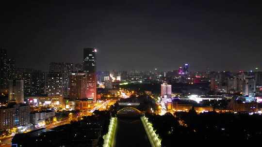 航拍安徽合肥夜景合肥老城区夜景