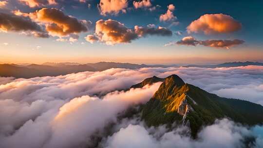 山峰云海日出壮丽景观