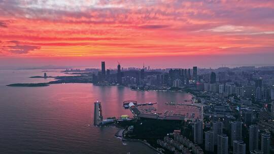 青岛航拍青岛城市青岛浮山湾