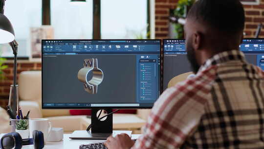 非裔美国设计师使用3D建模工具和CAD软