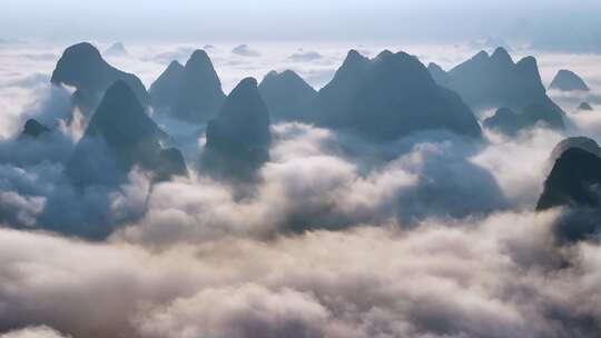 桂林漓江风光 烟雨漓江