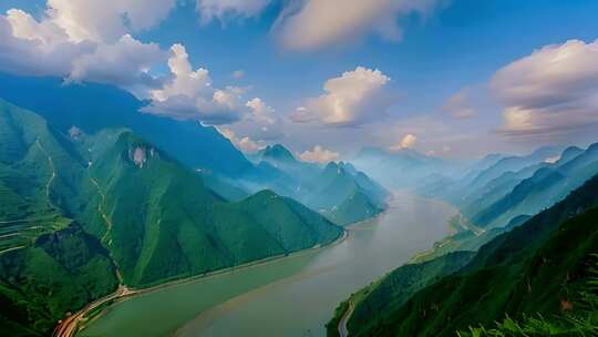 长江河流山川山脉风景