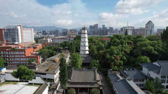 福建福州定光寺定光塔地标建筑白塔航拍