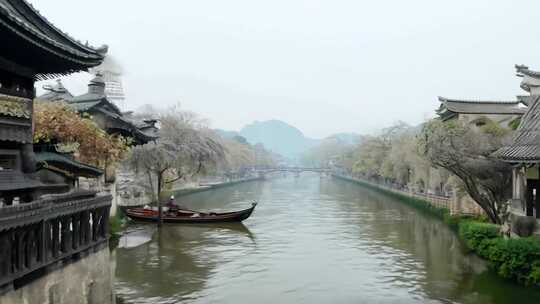 江南水乡古建筑沿河景观