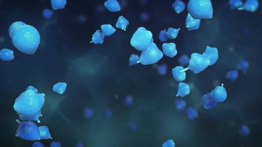 生长蓝色细胞的3d动画