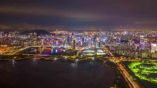 4K航拍深圳南山夜景延时