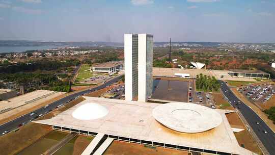 巴西巴西利亚市中心。标志性国家巴西首都的空中景观。视频素材模板下载