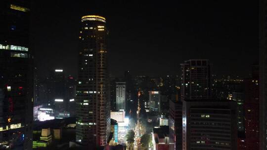 航拍江苏南京新街口夜景