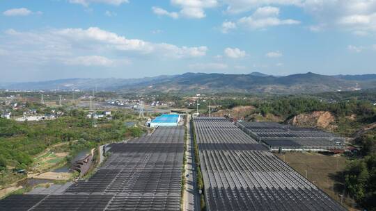 城市风光盖楼建筑风景山川农田种植